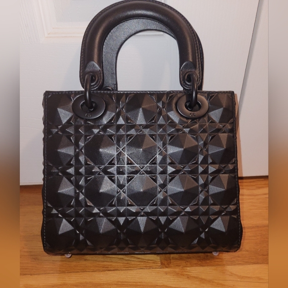 Small Lady Dior my ABCDIOR Bag - Black Cannage Calfskin with Diamond Motif - Picture 1 of 15